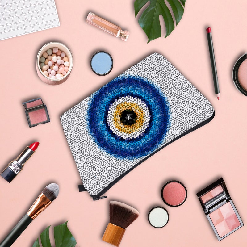 Water-Repellent Cosmetic Bag Evil Eye Print Travel Storage Bag Portable Clutch Bag Toiletry Bag For Women - Image 5