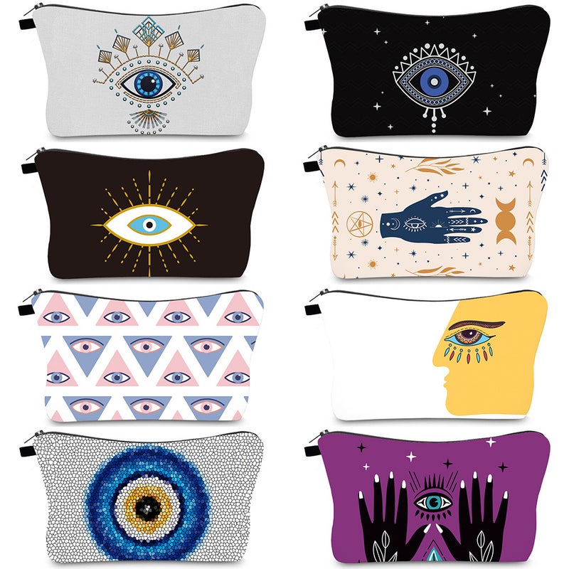 Water-Repellent Cosmetic Bag Evil Eye Print Travel Storage Bag Portable Clutch Bag Toiletry Bag For Women - Image 2