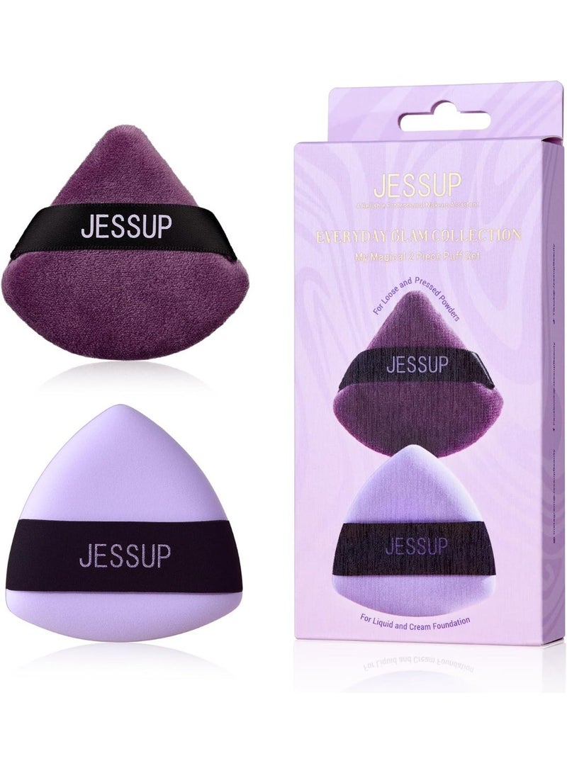 جيساب جيسوب بودرة باف، قطعتان مثلثتان ناعمتان لتثبيت كريم الأساس والخبز، قابلة لإعادة الاستخدام والغسل، لون بنفسجي SP018 - Image 1