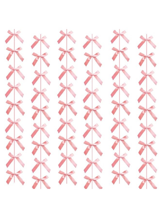 Haptda Peach Pink Ribbon Bow Hanging Garland for Baby Shower Pink Bow Party Decorations Girls Bow Birthday Decoration Tying The Knot Bridal Shower Party Room Décor 6pcs - Image 1
