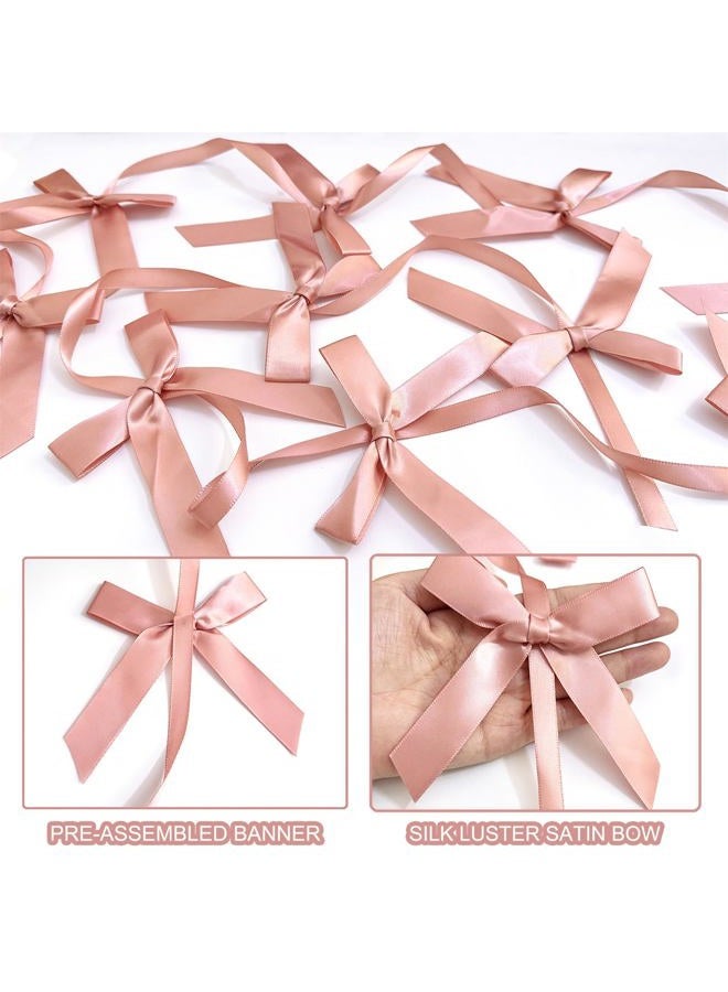 Haptda Peach Pink Ribbon Bow Hanging Garland for Baby Shower Pink Bow Party Decorations Girls Bow Birthday Decoration Tying The Knot Bridal Shower Party Room Décor 6pcs - Image 4