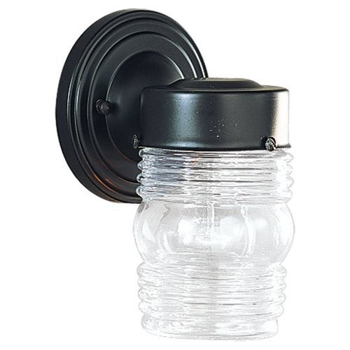 Sea Gull Lighting Sea Gull Lighting 8550-12 One Light Wall Lantern Outdoor Fixture, Black  - Image 1