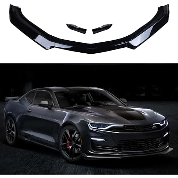 AUTOTOP 5PCS Front Bumper Lip Spoiler Lip Lower Bumper Body Fit Camaro SS 2016-2024/LS LT RS 2019-2024 (Gloss Black) - Image 1