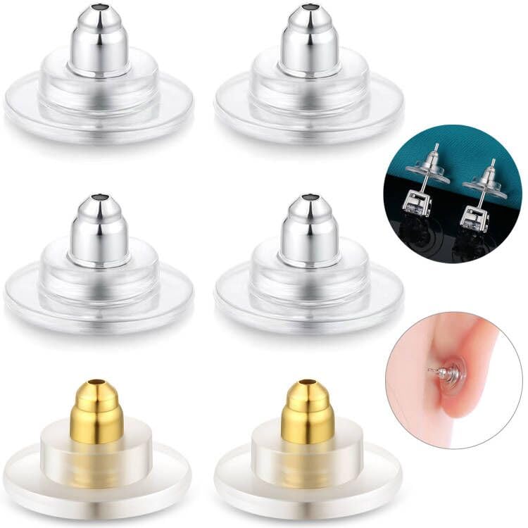 Catinee 3 Pairs Earring Backs 925 Sterling Silver Replacements Adjustable Hypoallergenic Locking Earring Backs Fit 00280039inch Post Silver Gold