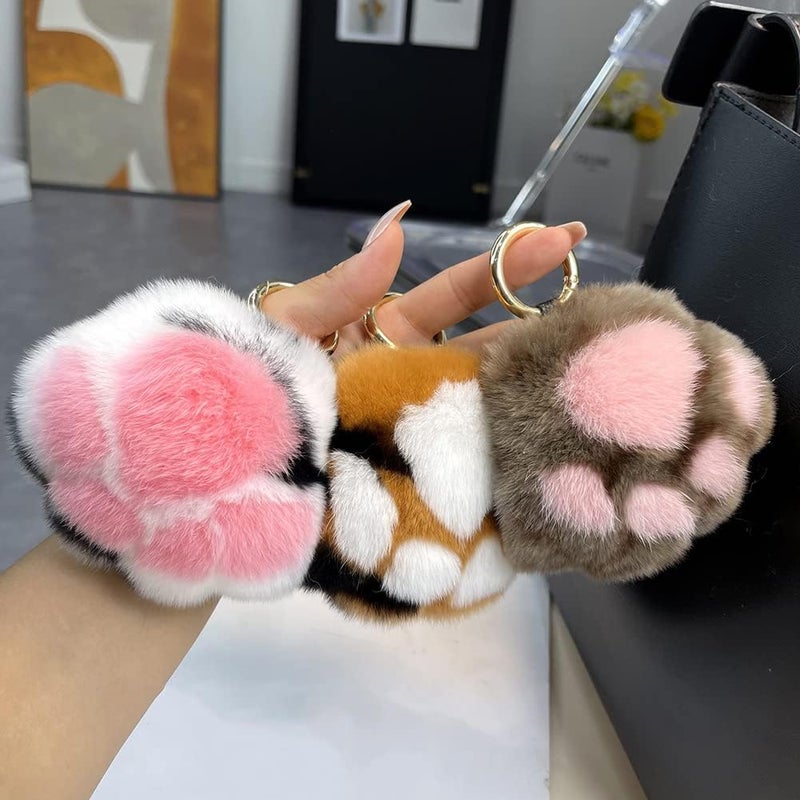 woobles Cute Fluffy Plush Keychain, Plush Soft Tiger Paw Keychain Personalized Funny Animal Paw Key Ring Universal - Image 3