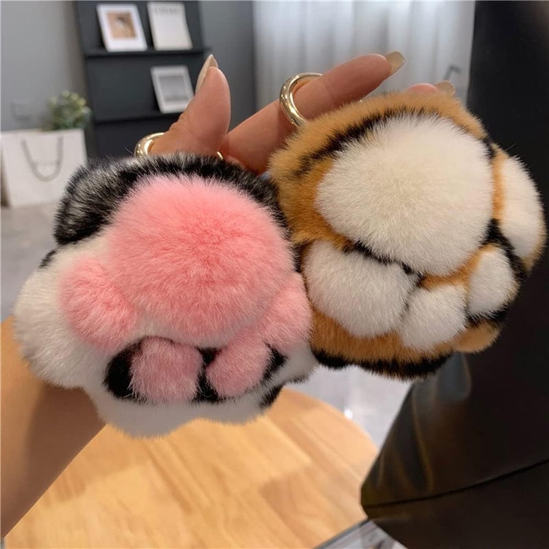 woobles Cute Fluffy Plush Keychain, Plush Soft Tiger Paw Keychain Personalized Funny Animal Paw Key Ring Universal - Image 5