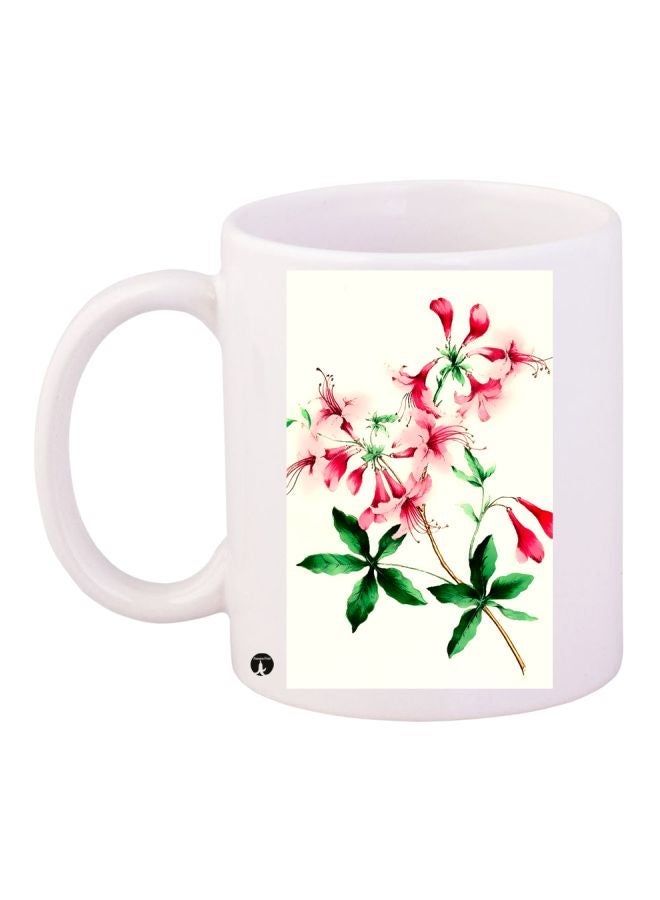 Floral Printed Coffee Mug White/Pink/Green 11ounce