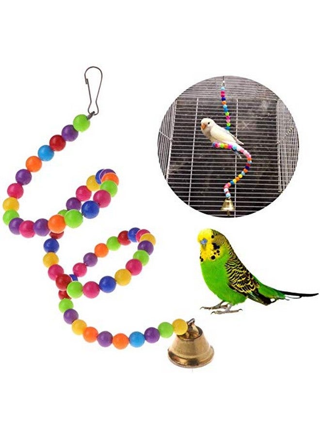 أرجوحة مرنة من خرز الخشب الطبيعي للطيور (حلزونية، 75 سم) - Image 1