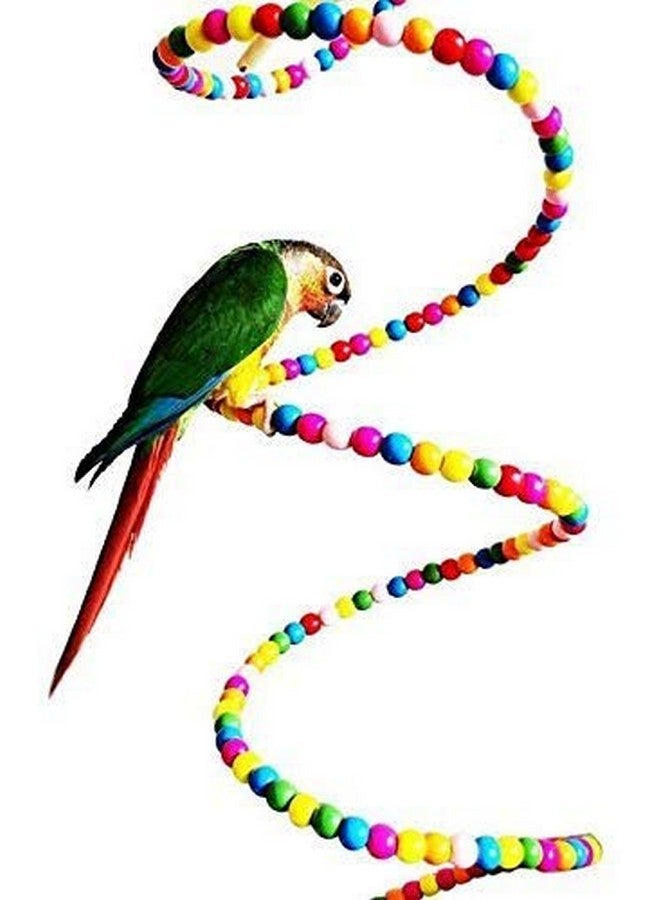 أرجوحة مرنة من خرز الخشب الطبيعي للطيور (حلزونية، 75 سم) - Image 2