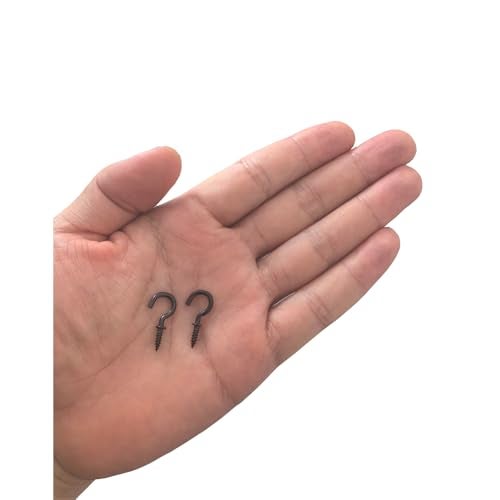 Goiio 100 Pieces 1/2 inch Ceiling Hooks, Black Zinc Plated Metal Screw-in Cup Hooks - Image 2
