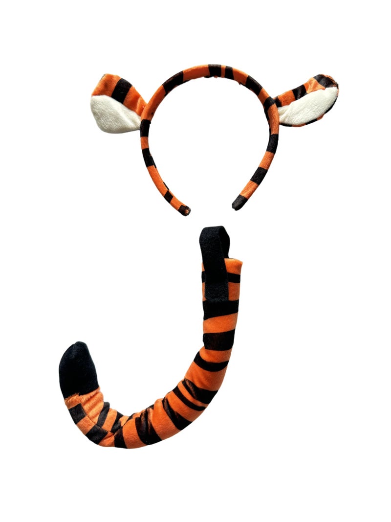 Making Believe Kids Plush Tiger Headband Ears Tail Jungle Safari Dressup Costume Set