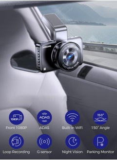 AZDOME M17 Pro WiFi Front + Rear Dash Cam, FHD 1080P Car Driving Recorder, 3" Screen,150° Wide Angle, Driving Assistant ADAS, G-Sensor Loop Recording, Night Vision Parking Mode  - Image 2