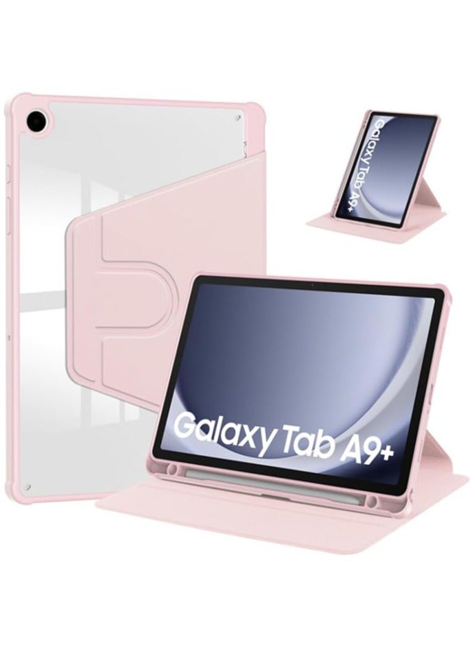 Green Tiger Case Compatible with Samsung Galaxy Tab A9 Plus 11 Inch 2023 Cover, Clear Acrylic Multi-Angle Hard PC Case with Pen Holder Protective Stand Cover Clear Back, Auto Wake/Sleep (PINK) - Image 1