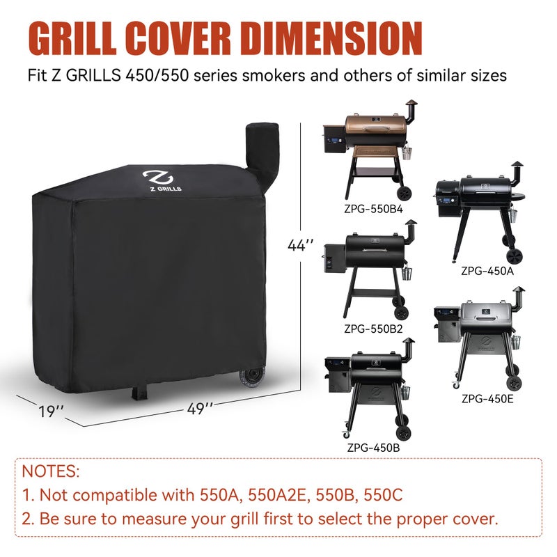 Z GRILLS Pellet Grill Cover 49 Inch | Official Genuine | Upgraded 600D Polyester, Heavy Duty, Waterproof, Weather Resistant Grill Cover for 450 Series, 550B2, 550B4 Smoker (EXL. 550A, 550B, 550C) - Image 2