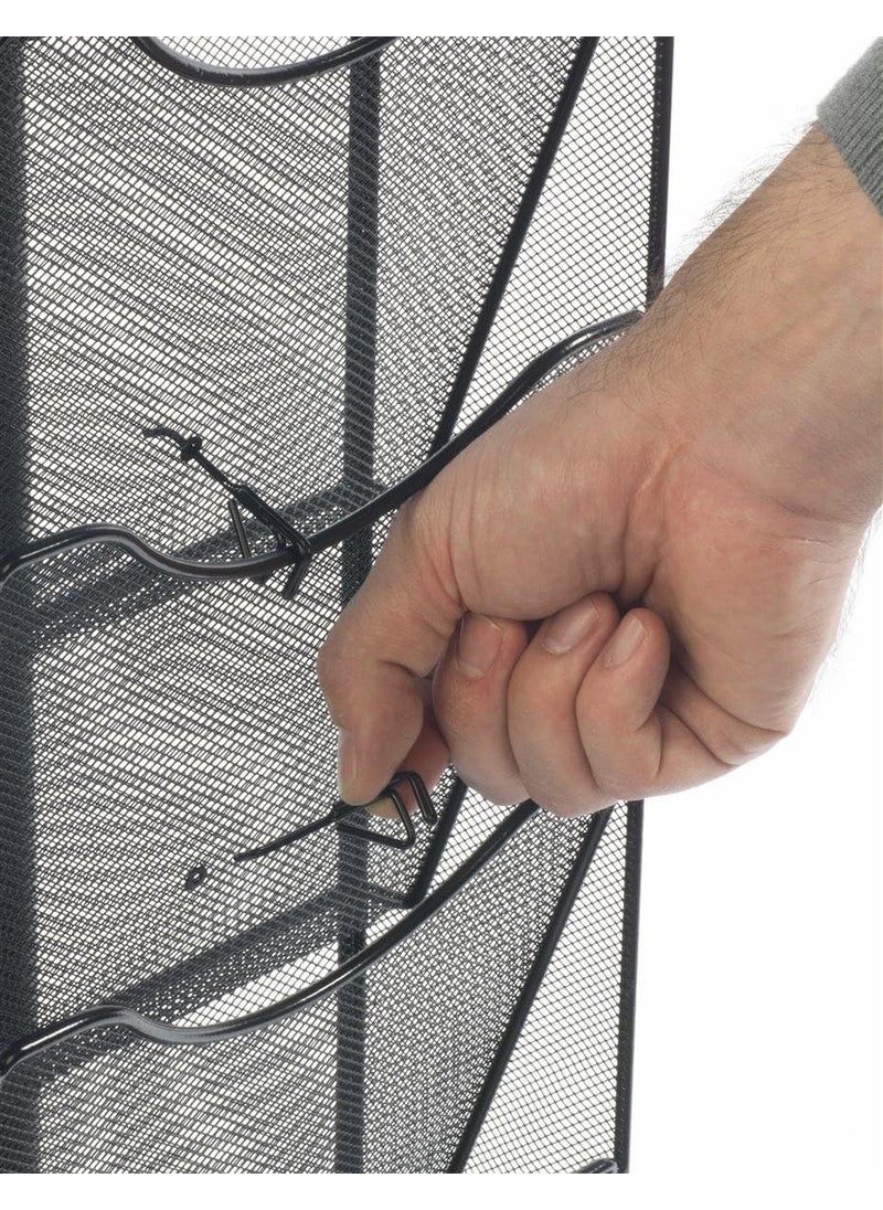 Displays2go Displays2go Wall Mount Literature Rack File Folder Organizer 10 Dividable Pockets Black Steel Mesh  - Image 3