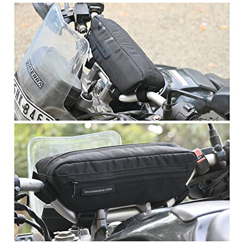 ViaTerra Handlebar Trailpack I 1.2L Black Windshield Pouch I Universal Fit for Any Motorbike, Dirt Bike & Snow Bike - Image 5