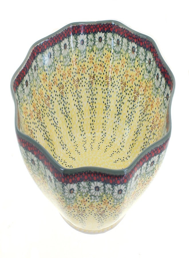 Blue Rose Pottery Blue Rose Polish Pottery - Yellow Sunshine Grotto Medium Decagonal Bowl - 10.5" Diameter - Beautiful Serving Bowl for Special Occasions, Dinner Parties, Or Everyday Dining - Image 1