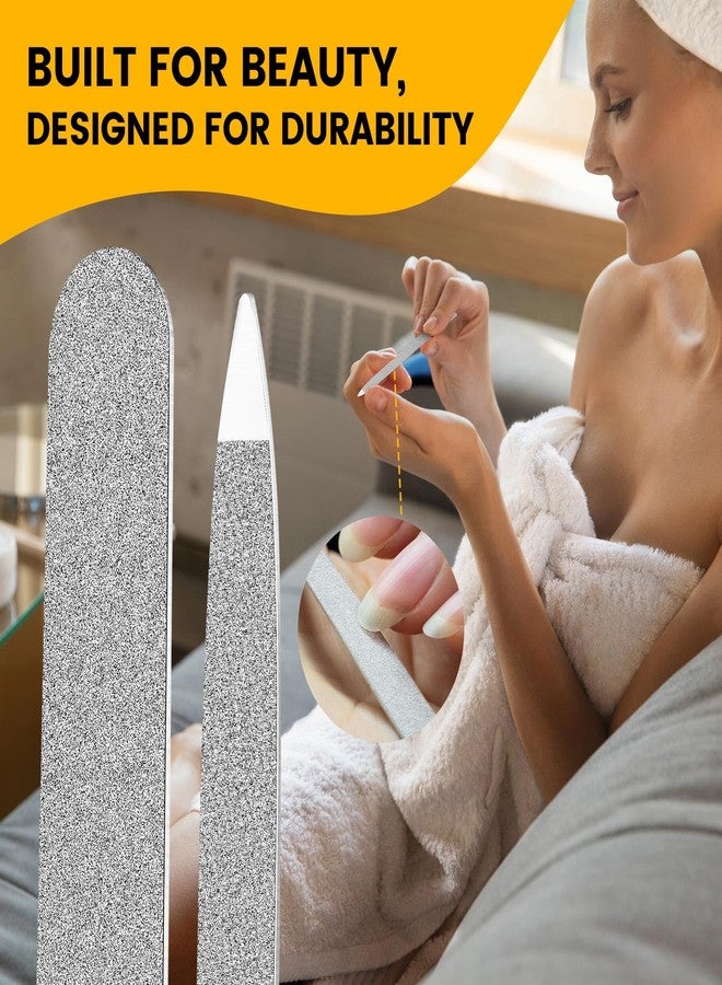 BEZOX Metal Nail File Kit - 2PCS Professional Stainless Steel Long Nail Files & Buffers for Natural/Acrylic Nails, Professional Fingernail Files and Buffers for Salon & Home Use - Silver - Image 5