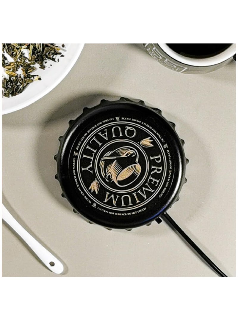 SOLARAE Cup Warmer Coaster Coffee Mug Warmer, Usb Constant Temperature Heating Pad For Desktop, Beverage Insulation Coaster Heating Mug Mat Pad For Tea Coffee, Bottle Cap Shape, Black - Image 4