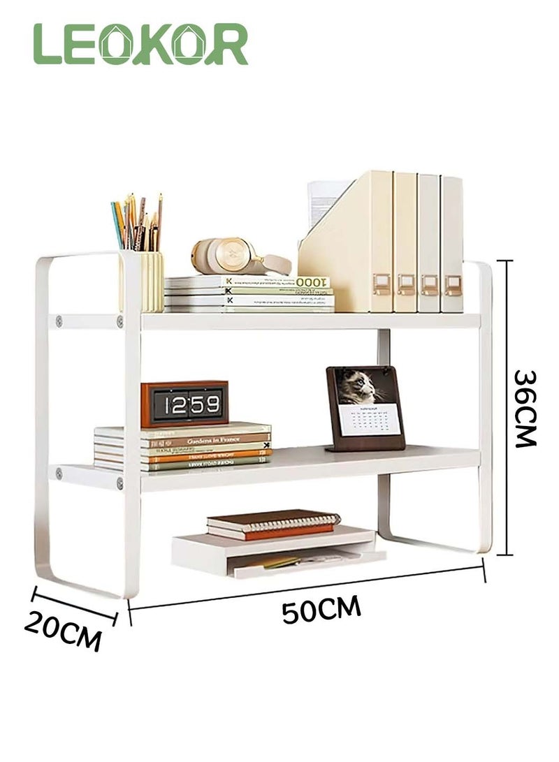 ليوكور خزانة الكتب الخشبية، رف تخزين لوازم سطح المكتب، رف كتب جمالي بسيط للديكور - Image 2