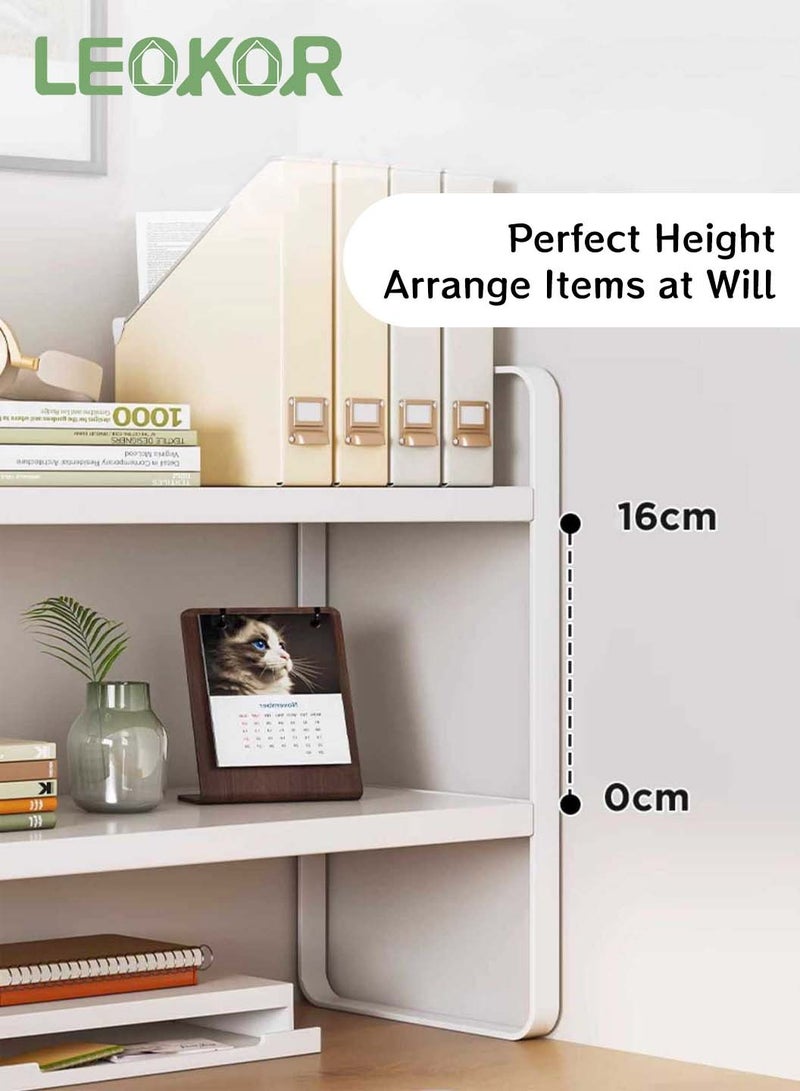 ليوكور خزانة الكتب الخشبية، رف تخزين لوازم سطح المكتب، رف كتب جمالي بسيط للديكور - Image 4