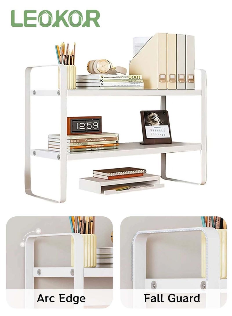 ليوكور خزانة الكتب الخشبية، رف تخزين لوازم سطح المكتب، رف كتب جمالي بسيط للديكور - Image 5