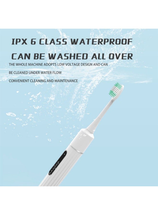 بونيتو فرشاة اسنان فرشاة كهربائية،فرشاة أسنان كهربائية مع خيط تنظيف الأسنان، 6 أوضاع لتنظيف الأسنان، مجموعة أدوات تنظيف الأسنان مع مزيل البلاك والجير والقلح، مفتاح واحد من التنظيف الصوتي إلى التنظيف بالخيط المائي للتنقل في المنزل (أبيض) - Image 3