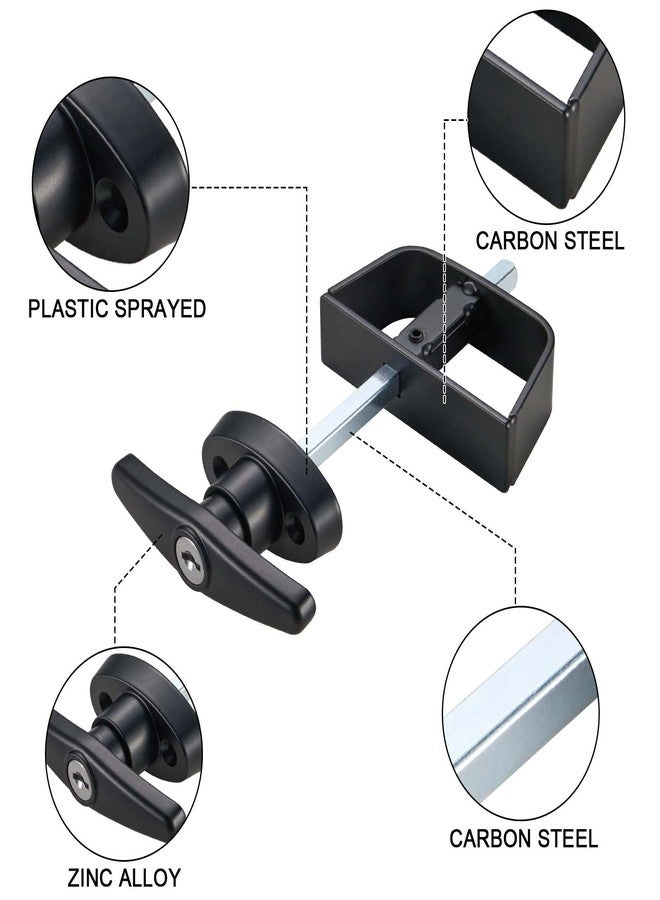 CZC AUTO Shed Door Latch T-Handle Lock Kit, 4 1/2" Stem, Suitable for Gate, Barn, Garage, Chicken Coop Door Lock, 4 Keys - Image 4