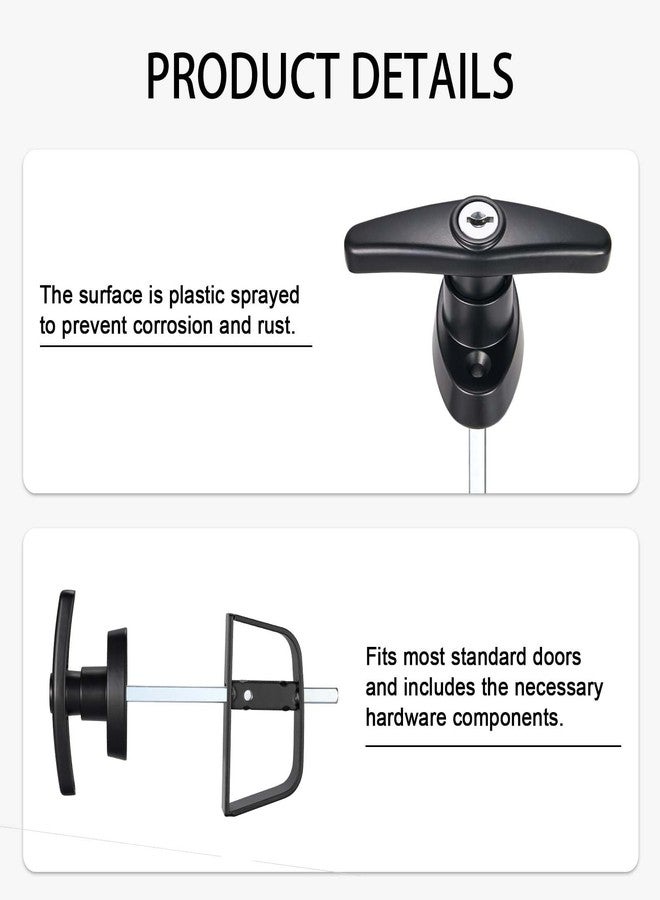 CZC AUTO Shed Door Latch T-Handle Lock Kit, 4 1/2" Stem, Suitable for Gate, Barn, Garage, Chicken Coop Door Lock, 4 Keys - Image 3
