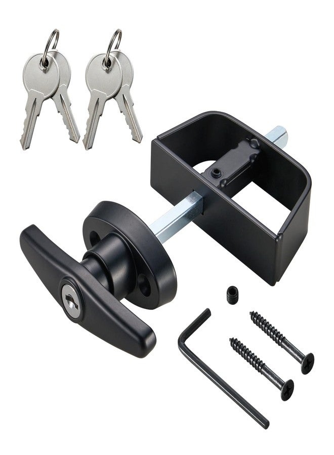 CZC AUTO Shed Door Latch T-Handle Lock Kit, 4 1/2" Stem, Suitable for Gate, Barn, Garage, Chicken Coop Door Lock, 4 Keys - Image 1
