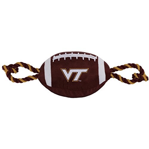 Pets First NCAA Virginia TECH Hokies Football Dog Toy Tough Quality Nylon Materials Strong Pull Ropes Inner Squeaker Collegiate Team Color - Image 1