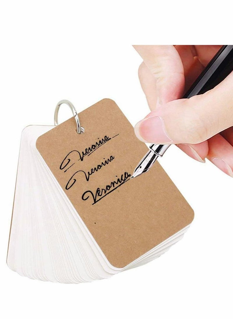 6 Pack Mini Notepads Study Cards Memo Pads Flashcards Revision with Metal Binder Ring Index Blank on 300 Sheets