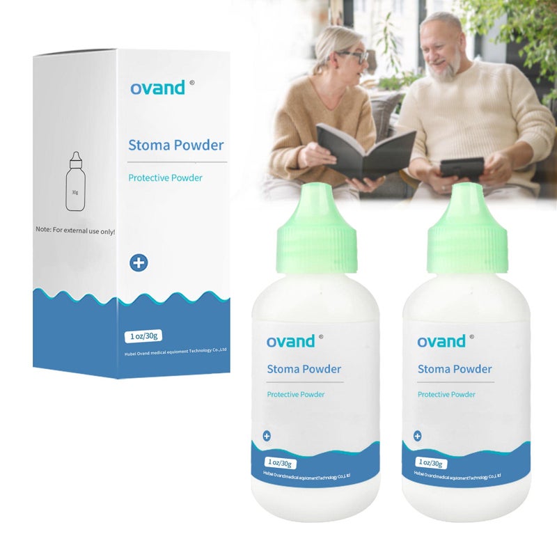 ovand بودرة أوفاند ستوما، حماية حاجز الجلد لوازم بودرة الأستومي - بودرة لاصقة للستوما، 1 أونصة (زجاجتان) - Image 1