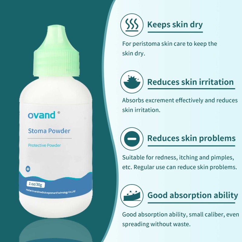 ovand بودرة أوفاند ستوما، حماية حاجز الجلد لوازم بودرة الأستومي - بودرة لاصقة للستوما، 1 أونصة (زجاجتان) - Image 5