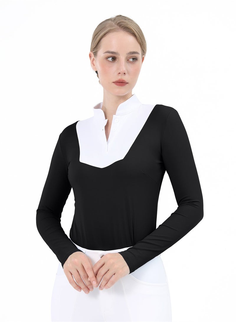 general Women Equestrian Long Sleeve Shirts Riding Horse Clothes Breathable Rider Show Base Layer T-shirt Training Top - Image 2
