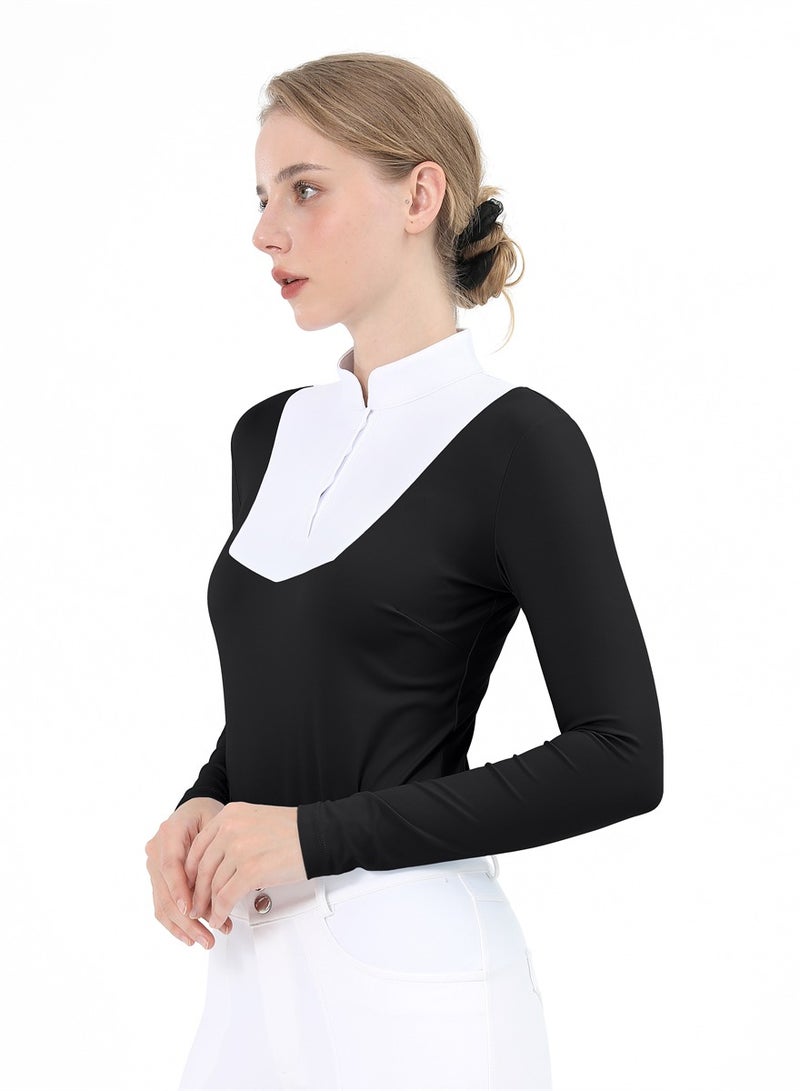 general Women Equestrian Long Sleeve Shirts Riding Horse Clothes Breathable Rider Show Base Layer T-shirt Training Top - Image 3