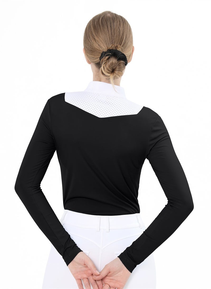 general Women Equestrian Long Sleeve Shirts Riding Horse Clothes Breathable Rider Show Base Layer T-shirt Training Top - Image 4