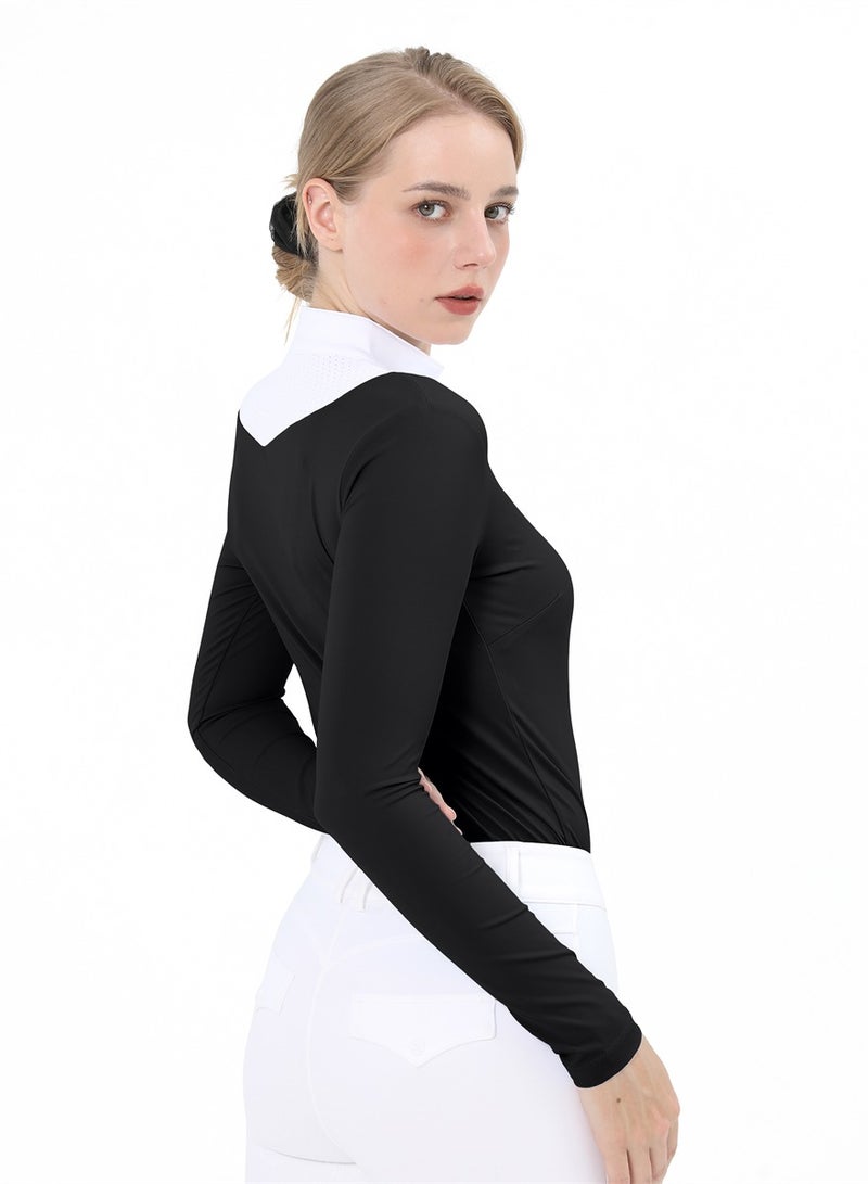 general Women Equestrian Long Sleeve Shirts Riding Horse Clothes Breathable Rider Show Base Layer T-shirt Training Top - Image 5