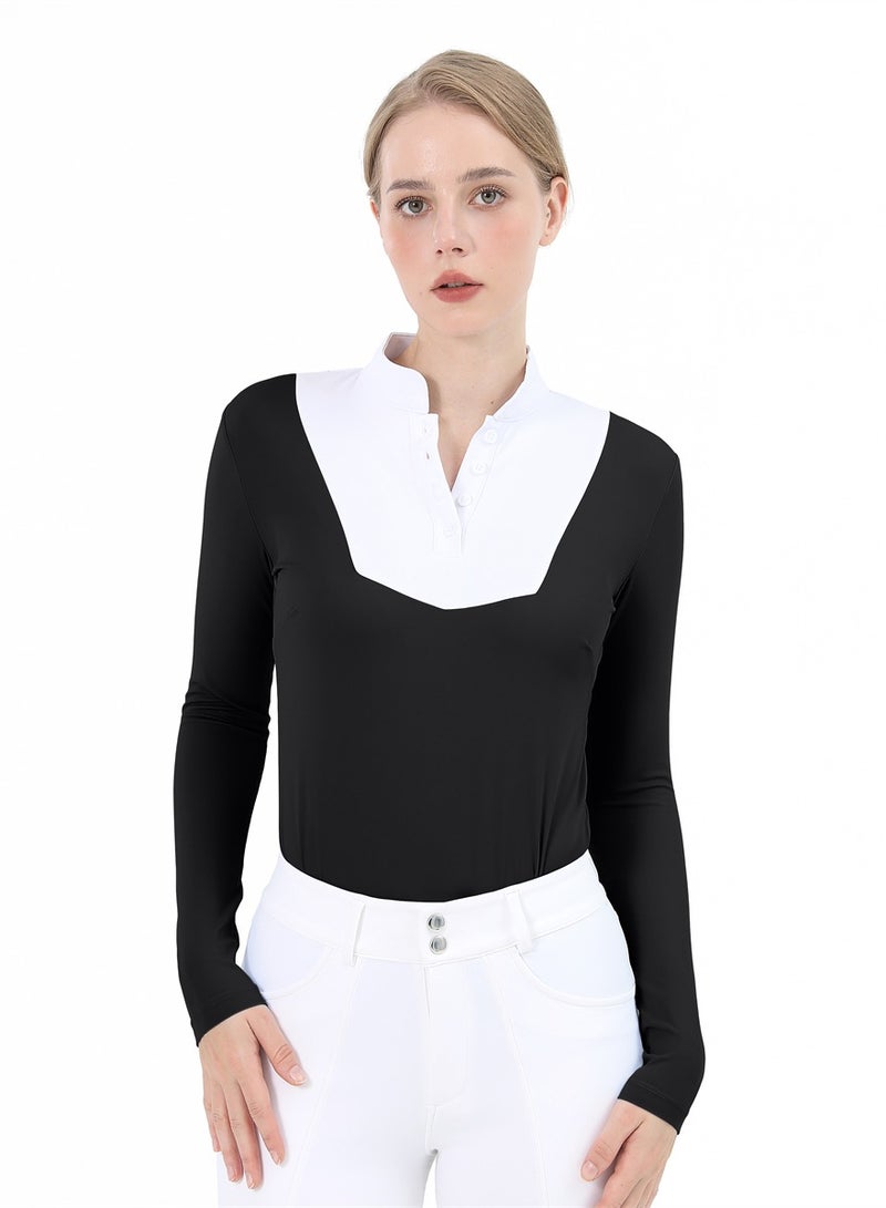 general Women Equestrian Long Sleeve Shirts Riding Horse Clothes Breathable Rider Show Base Layer T-shirt Training Top - Image 1