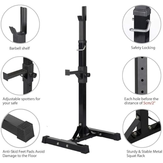 rayihni Squat Rack With Adjustable Barbell Stands – Sturdy Power Rack For Bench Press, Squats & Full Body Workouts - Image 4