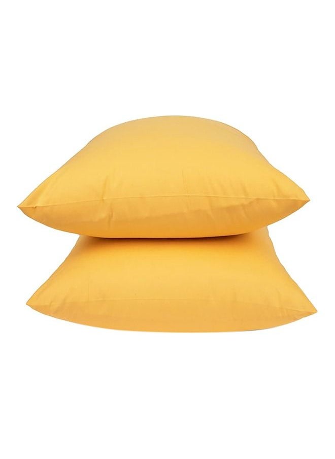 Home of linens Cotton Pillow Case set Yellow 50x70  - Image 2