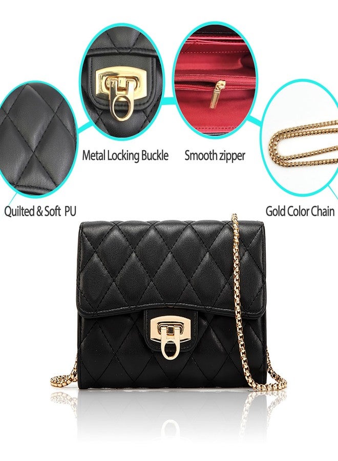 Cizenal Small Black Clutch Purses for Women with Quilted Designs, Women's Trendy Quilted Crossbody Bags - Stylish Shoulder Handbags, Black - Image 4