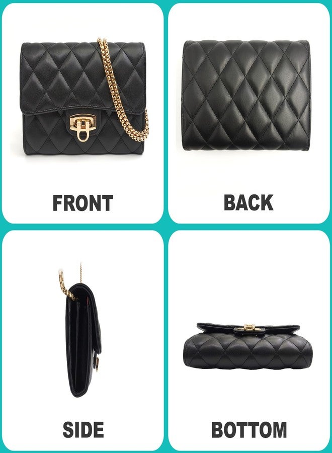 Cizenal Small Black Clutch Purses for Women with Quilted Designs, Women's Trendy Quilted Crossbody Bags - Stylish Shoulder Handbags, Black - Image 5