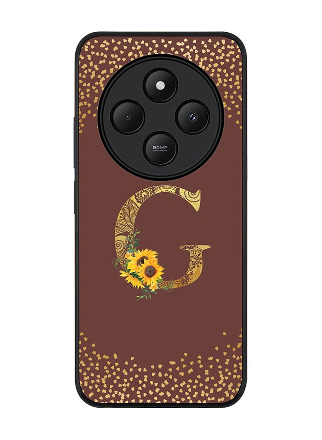 Stylizedd For Xiaomi Poco C75 Case,Slim fit Camera Protection, Shockproof Thin Phone cover - Custom Floral Monogram - G (Brown ) - Image 1
