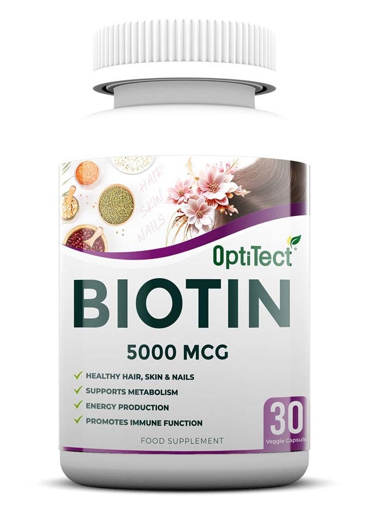 OptiTect - Biotin Supplement For Hair, Nails, And Skin Health 5000 Mcg Vegan - Image 1