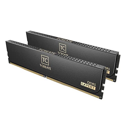 Team Group فريق مجموعة T-Create خبير كسر السرعة 10L DDR5 96GB مجموعة (2 x 48GB) 6400MHz (PC5-51200) CL32 M-DIE وحدة ذاكرة سطح المكتب رام سوداء - CTCED596G6400HC32ADC01 - Image 1