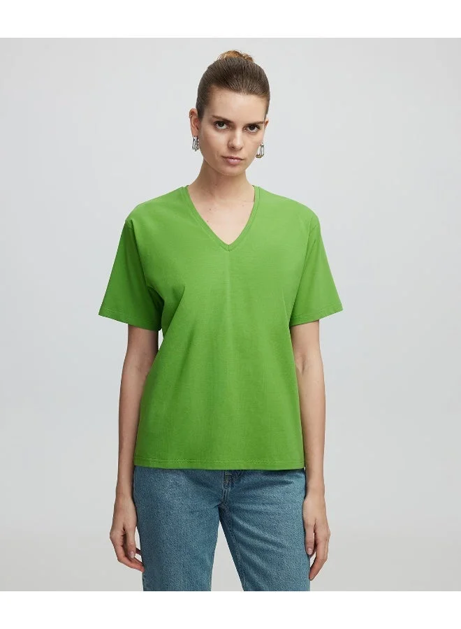 ابيكول تيشيرت بياقة على شكل حرف