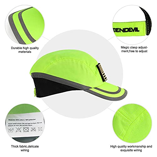 GREEN DEVIL Safety Bump Cap Navy Blue/Lime Classic Baseball Hat Style Lightweight and Breathable Head Protection Cap Comfortable Hard Hat for Adults Men Women - Image 3