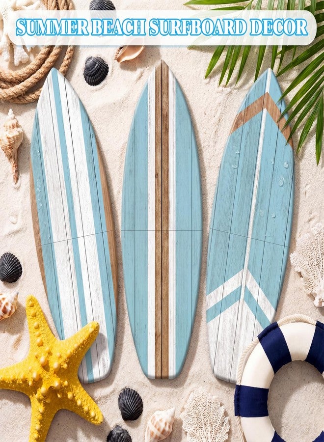 Yookeer 3 Pcs Surfboard Wall Decor,36" x 12" Large Wooden Surfboard Wall Art Set, Beach Room Decor Aesthetic Cute Beachy Tropical Surf Board Art for Surfer Bedroom Decoration(Blue,Cute) - Image 5