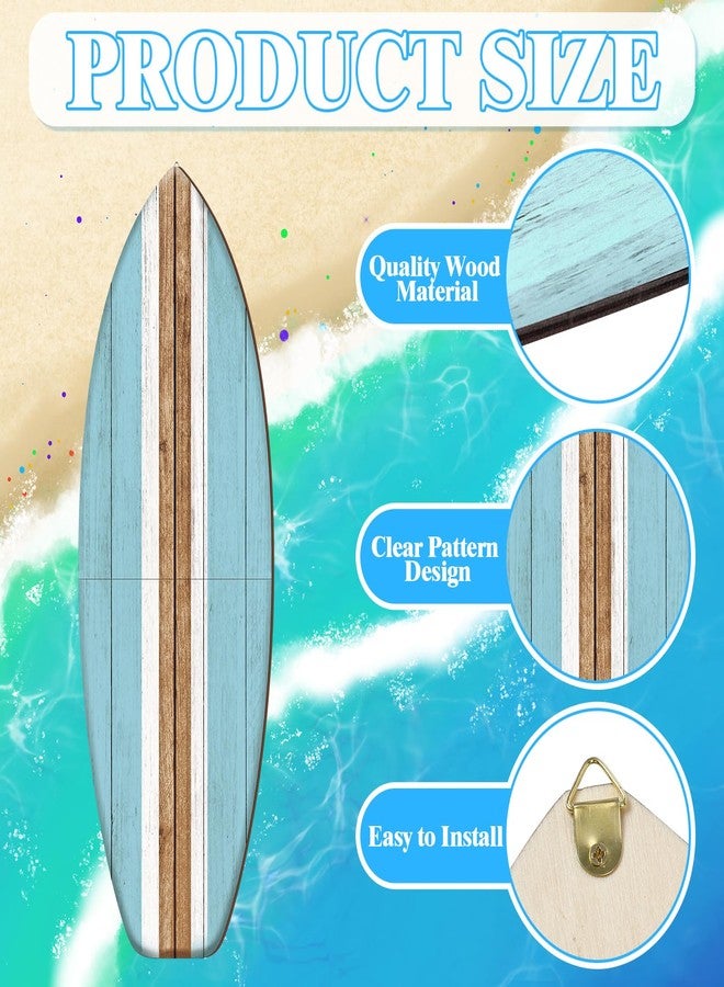 Yookeer 3 Pcs Surfboard Wall Decor,36" x 12" Large Wooden Surfboard Wall Art Set, Beach Room Decor Aesthetic Cute Beachy Tropical Surf Board Art for Surfer Bedroom Decoration(Blue,Cute) - Image 4